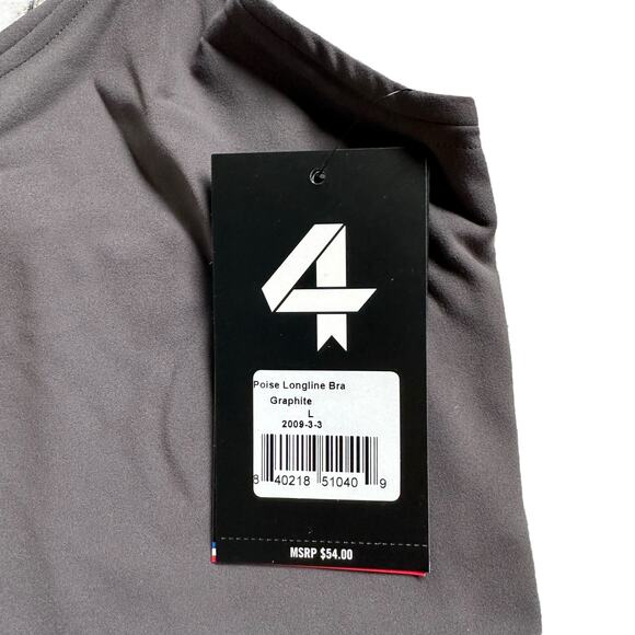 FOURLAPS Poise Longline Bra Graphite Gray Women's Size Large NWT Run Low Impact - Picture 3 of 8